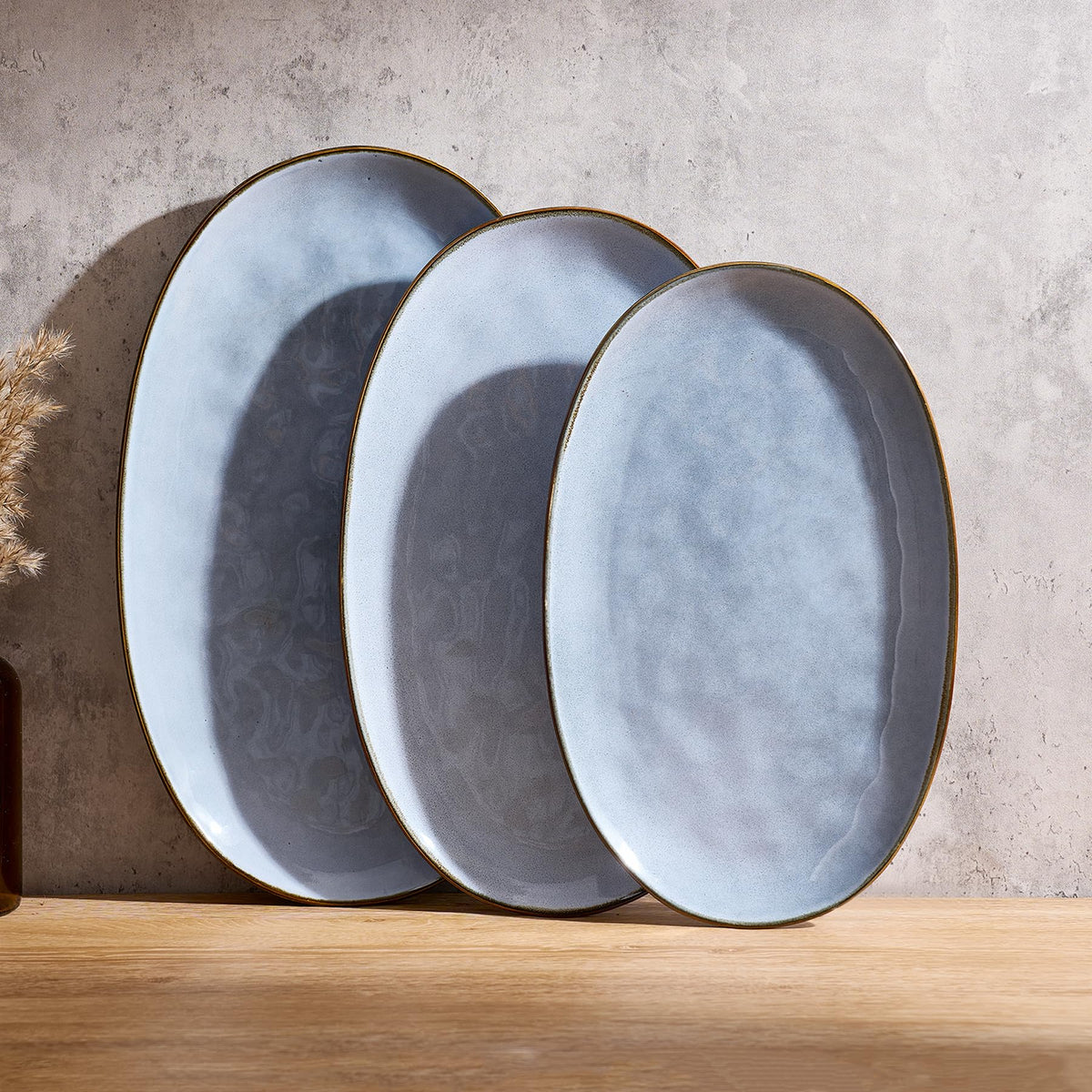 famiware Serving Platters Set of 3 Sizes - Oval, Matte White