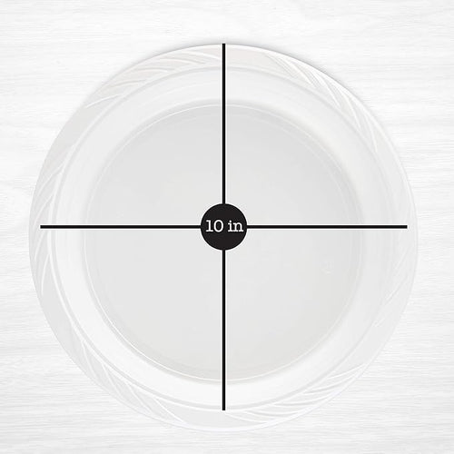200 Count Disposable 10 Inch White Plastic Dinner Plates Extra Large