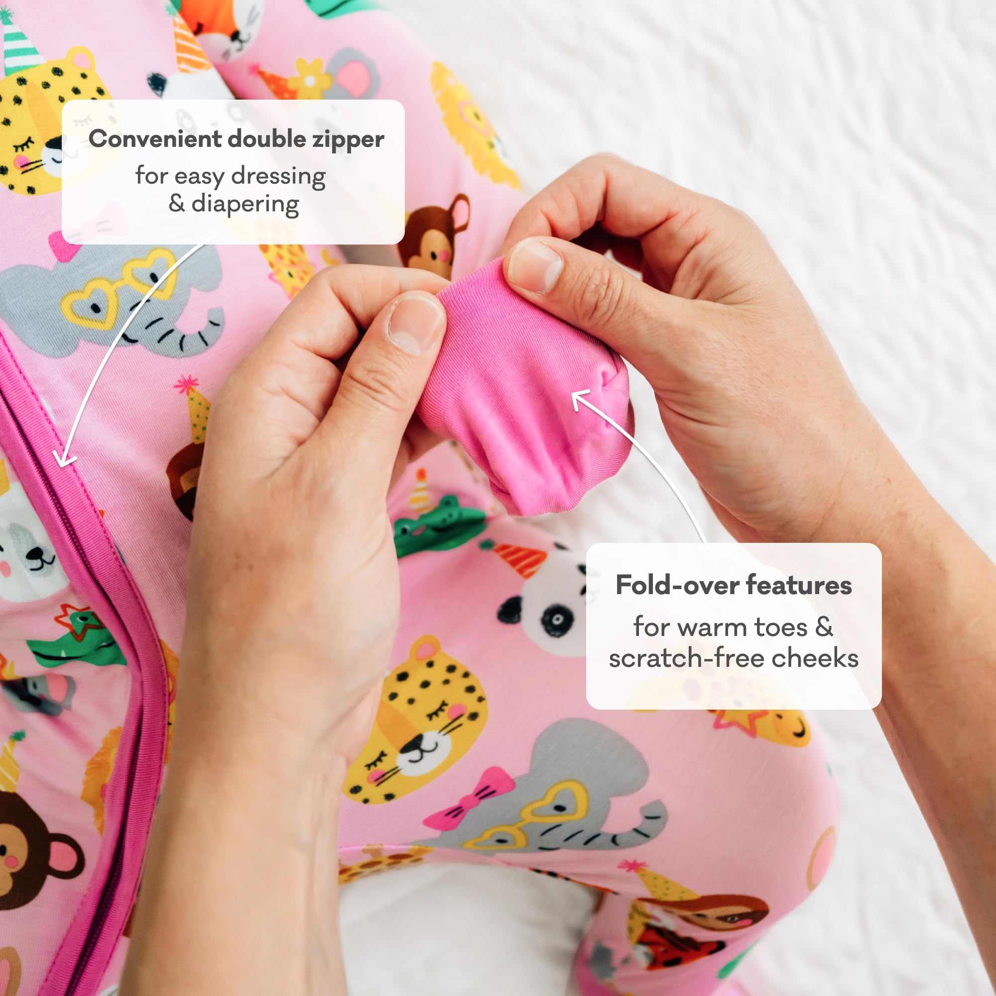 Little Sleepies Baby Pajamas, Pink Party Pals, Newborn