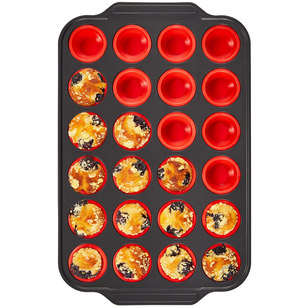 BRONYPRO Silicone Muffin Pans for Baking with Metal Frame, Egg Bite Molds, Cupcake Pans 12 Regular Size, Muffin Tins Easy to Pop Nonstick Non Toxic Bakeware for Oven,Rose Pink