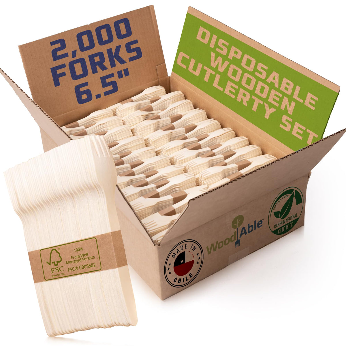 WOODABLE Wooden Spoons, 100 Pack, 6.5 Inch, Bamboo Utensils Alternative