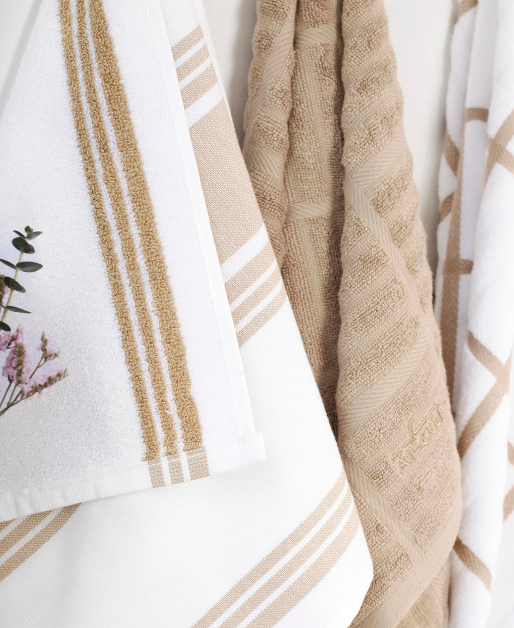 All-Clad Dual-Purpose Kitchen Towels: Highly Absorbent - 100% Cotton, 17"x30" Dish Towels for Cleaning & Drying Dishes & Glassware, 3-Pack, Cappuccino