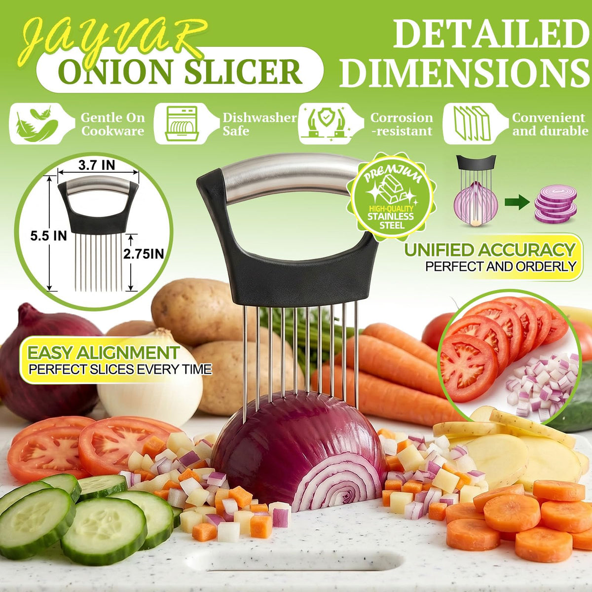 JAYVAR Onion Holder for Slicing, 304 Stainless Steel