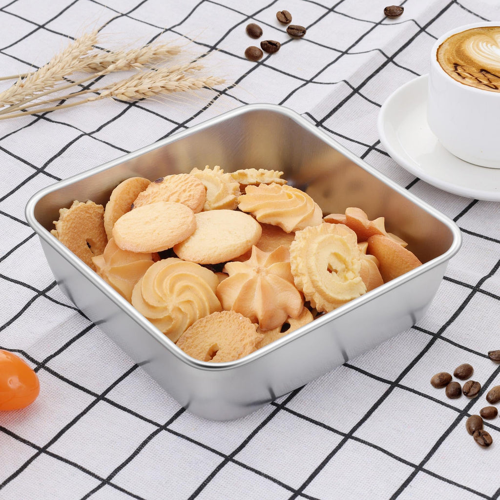 LIANYU 6 Inch Square Baking Cake Pan, Stainless Steel Lasagna Brownie Bread Pan, Perfect for Birthday Party Wedding, Oven & Dishwasher Safe