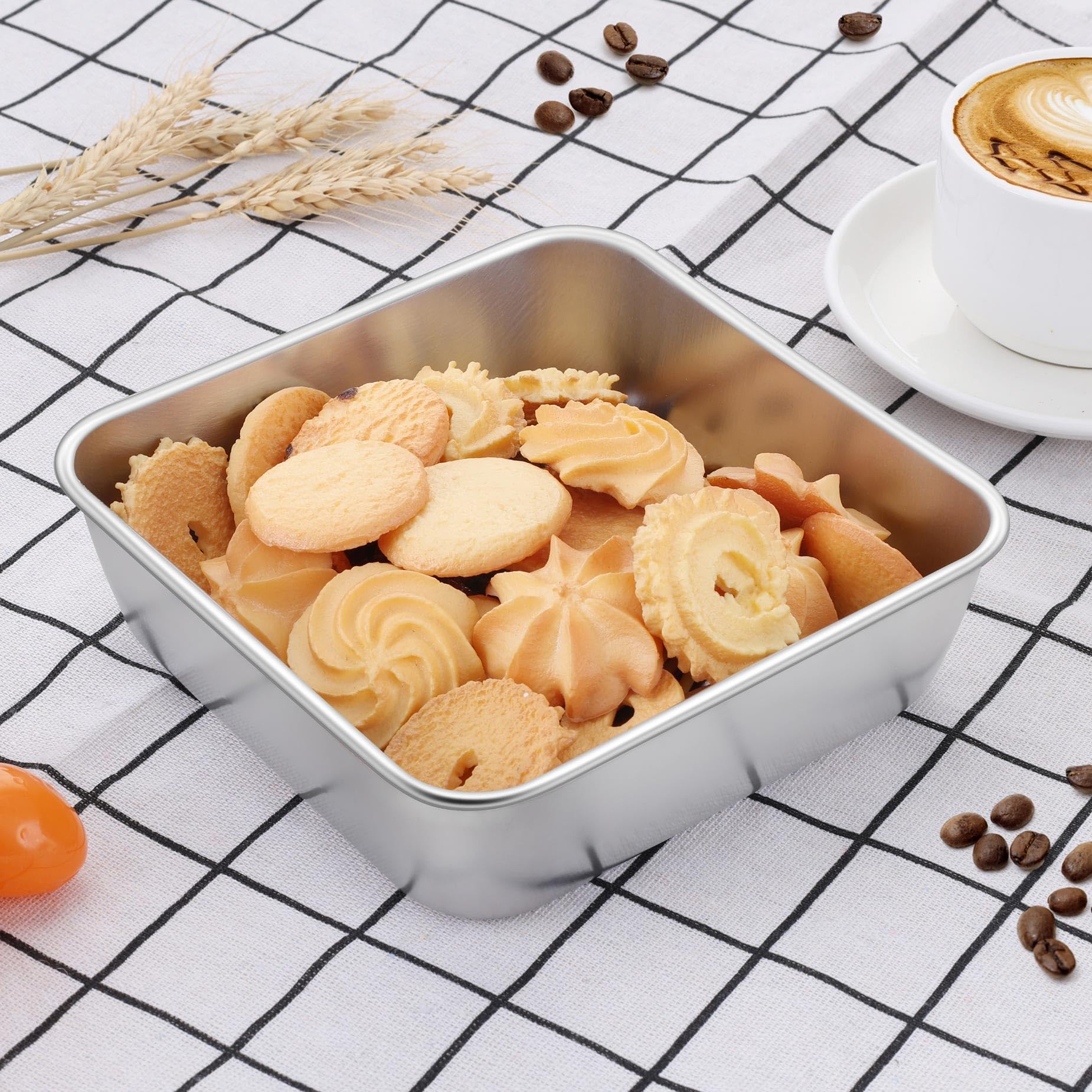 LIANYU 6 Inch Square Baking Cake Pan, Stainless Steel Lasagna Brownie Bread Pan, Perfect for Birthday Party Wedding, Oven & Dishwasher Safe
