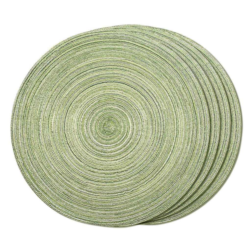 FunWheat Round Braided Placemats Set of 4 Place mats for Dining Tables Woven Heat Resistant Table Mats 15 inch (Wine,4pcs)