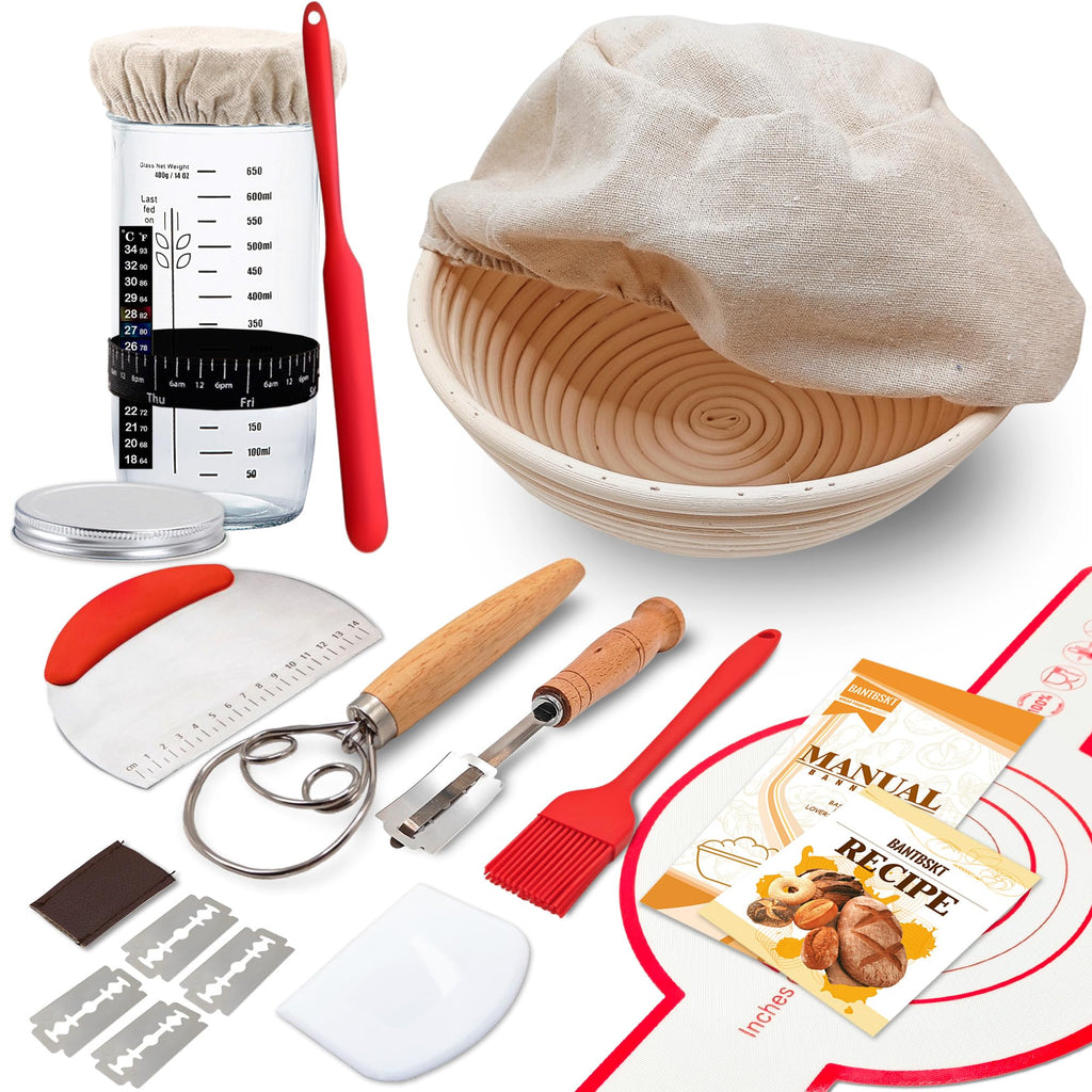 Complete Sourdough Starter Kit, Banneton Bread Proofing Basket