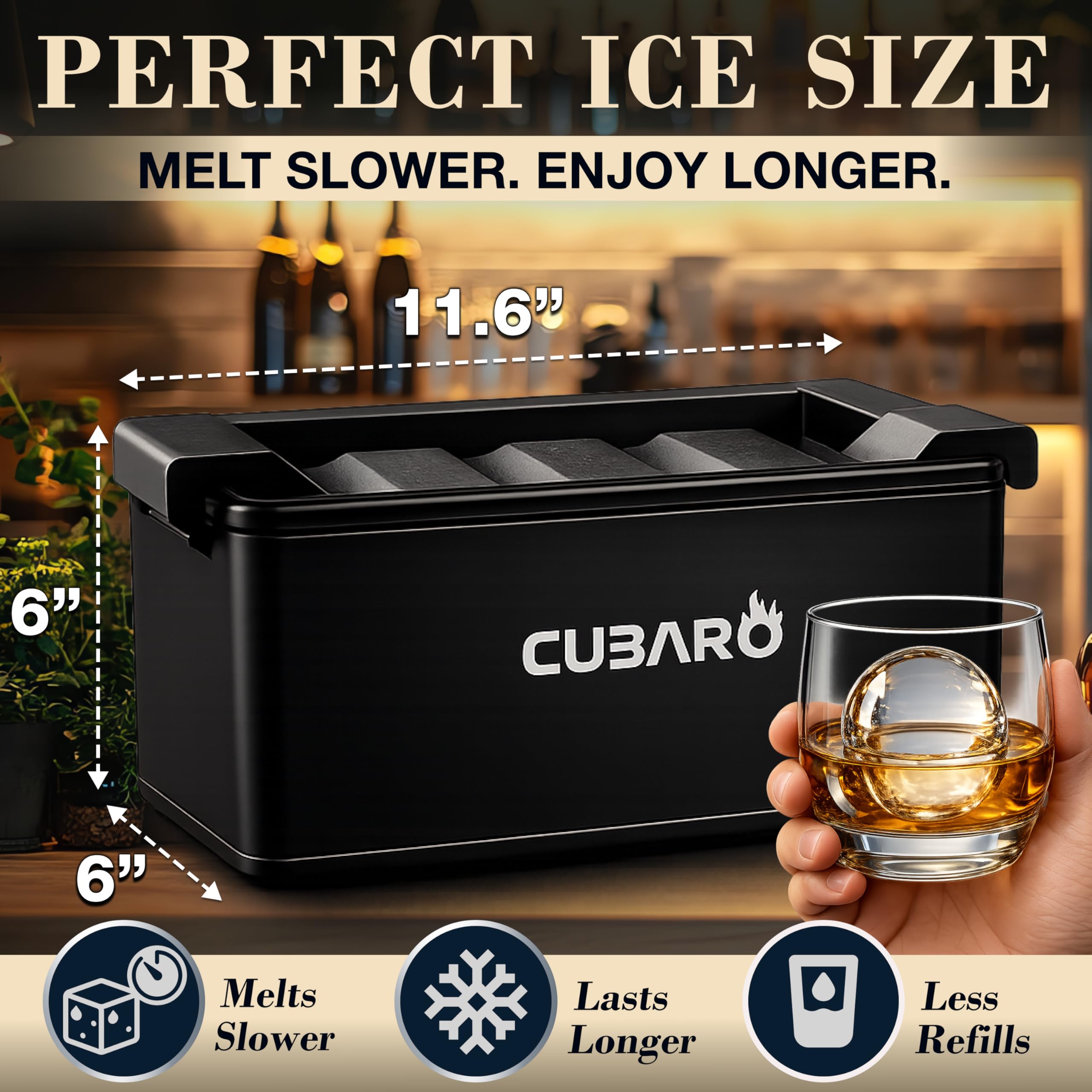 Clear Ice Ball Maker - Round Ice Cube Mold, 8 Spheres, 2-Inch by CUBARO