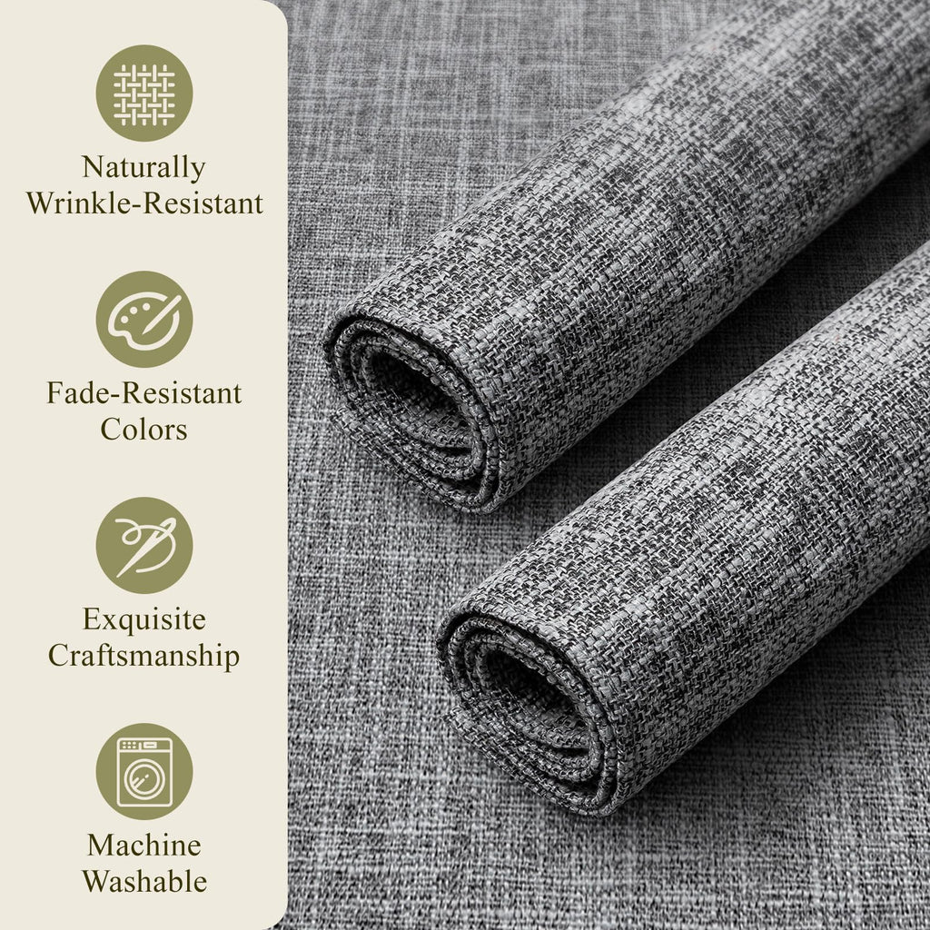 KXN Placemats Set of 4, Dual-Layer Thickened Faux Linen Table Mats, Heat Resistant & Wrinkle-Free, Machine Washable Cloth Place Mats for Kitchen Dining Indoor Outdoor (Light Gray)