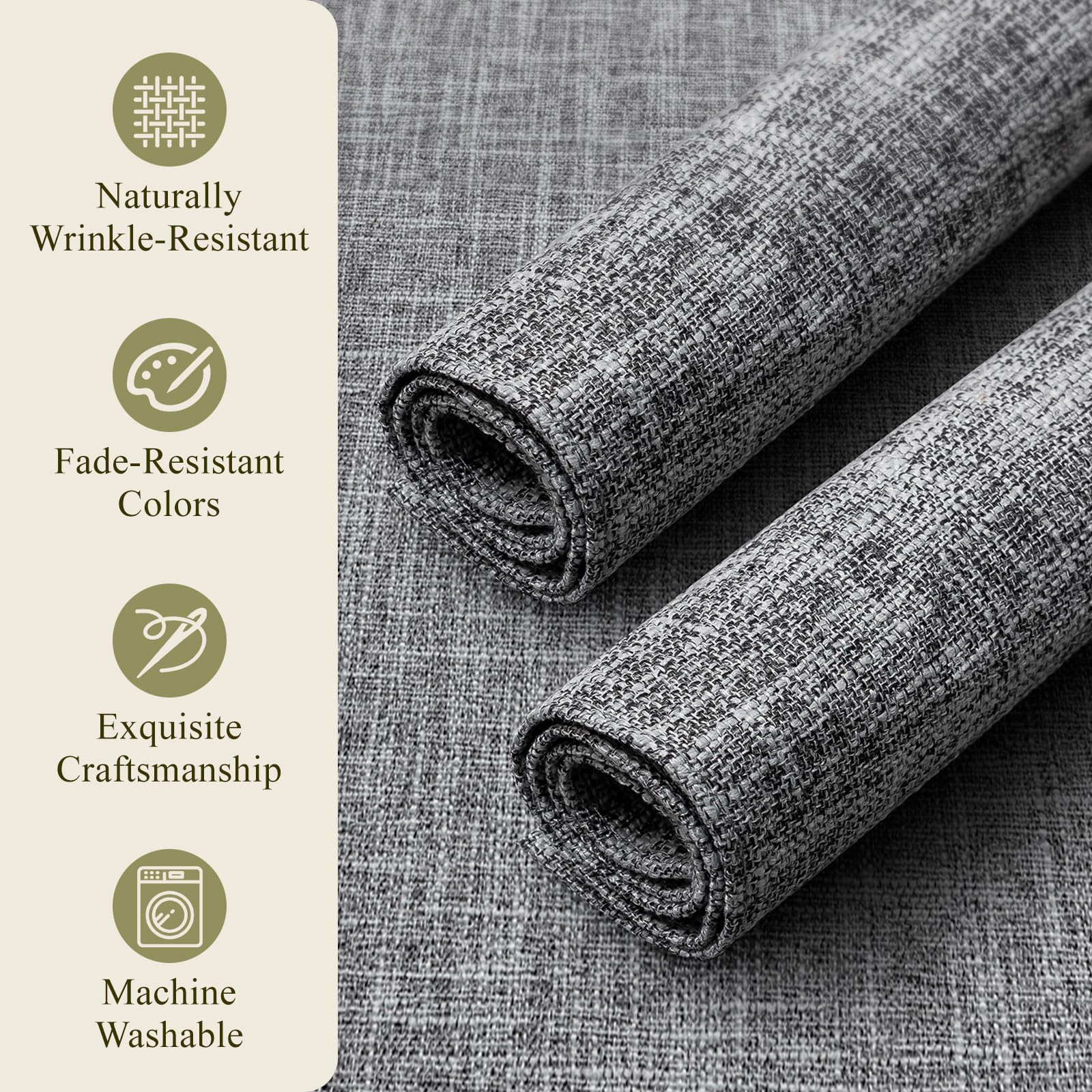 KXN Placemats Set of 4, Dual-Layer Thickened Faux Linen Table Mats, Heat Resistant & Wrinkle-Free, Machine Washable Cloth Place Mats for Kitchen Dining Indoor Outdoor (Light Gray)