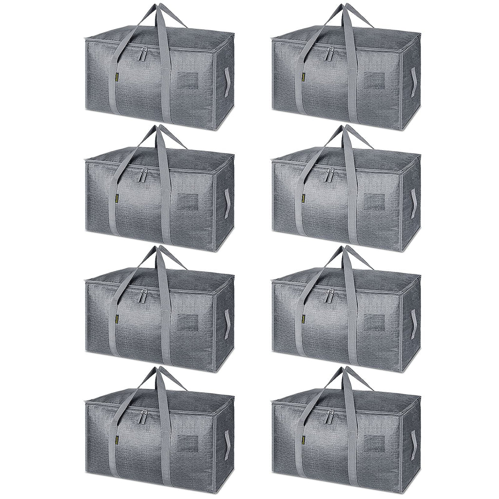 BALEINE 4-Pack Oversized Moving Bags with Reinforced Handles, Heavy-Duty Storage Tote Moving Supplies for Packaging, Camping (Blue w/Window, 4-Pack)