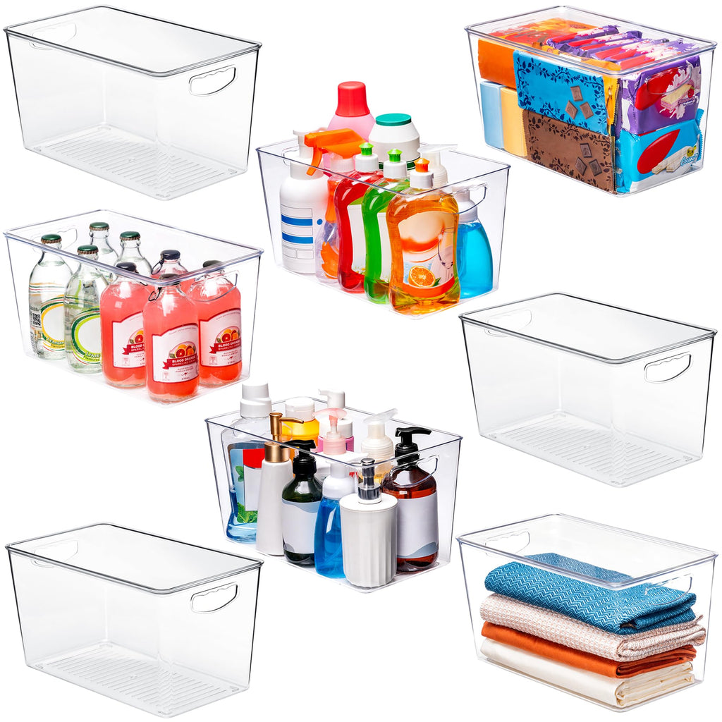theaoo Large Clear Storage Bins with Lids, Stackable Containers, 6 Pack