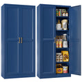 MetalMax 71" Tall Metal Storage Cabinet, Kitchen Pantry Storage Cabinets with Doors and 4 Adjustable Shelves, Food Pantry Cabinet, Large Cupboard, Utility Steel Cabinets for Dining, Living Room, Blue