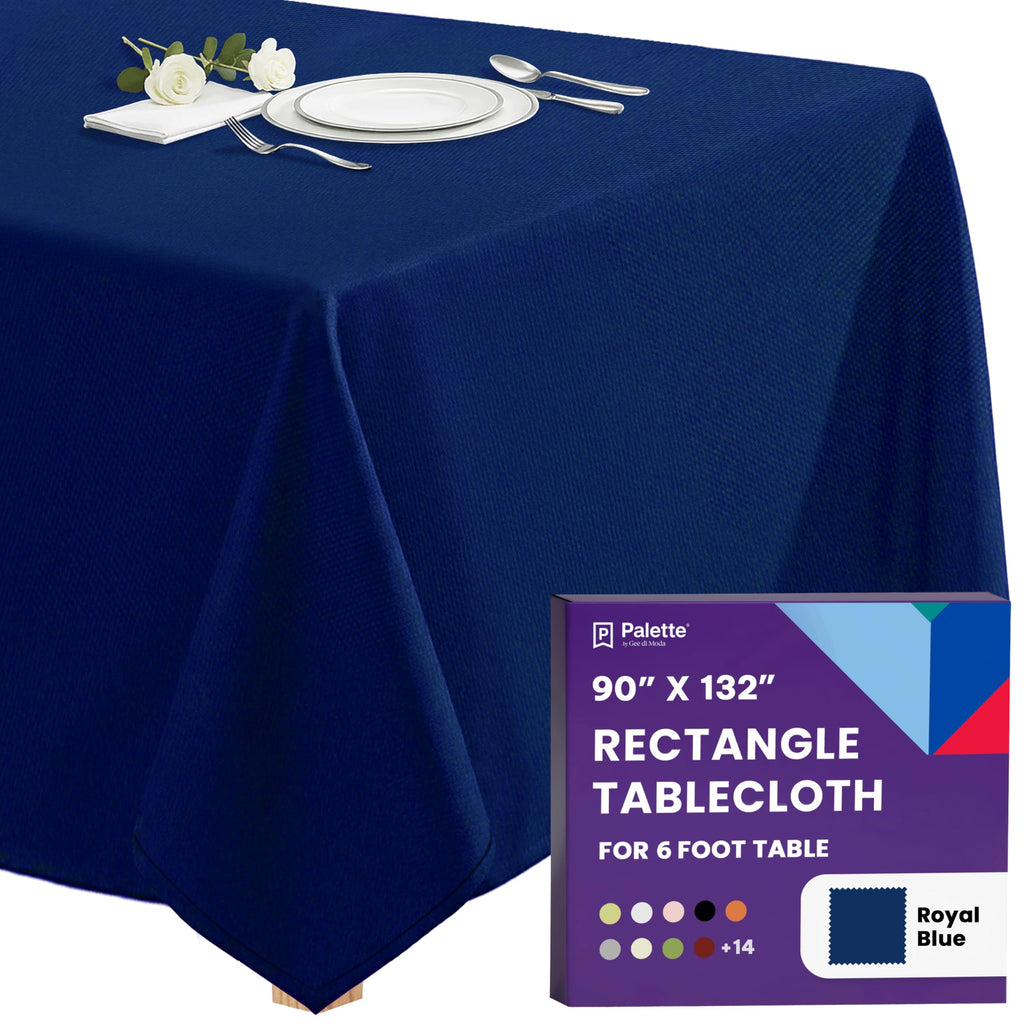 Gee Di Moda Rectangle Tablecloth - 90 x 132 Inch Ivory Table Cloth for 6 Foot Tables with Floor-Length Drop - Heavy Duty Washable Fabric for Holiday Party, Dinner, Weddings & Baby Shower