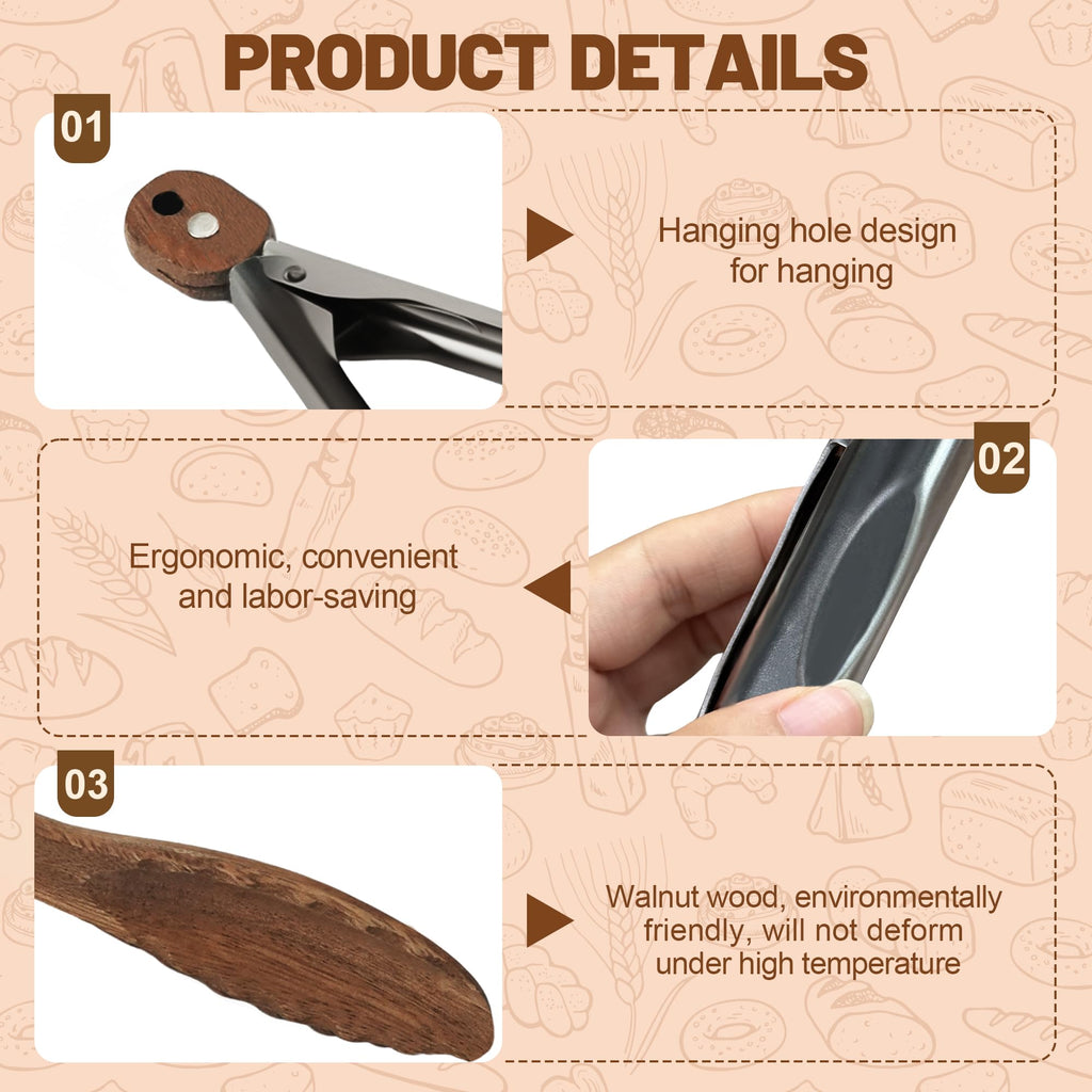 Wooden Cooking Tongs, 12 Inch Walnut Tips Heat Resistant Grilling