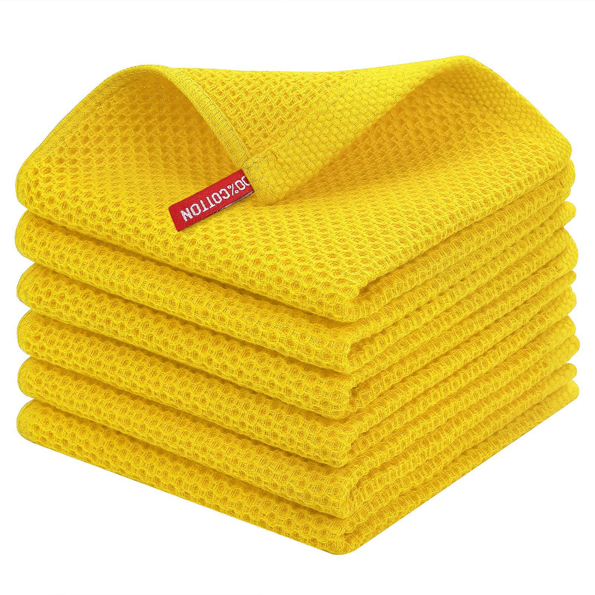 Homaxy 100% Cotton Waffle Weave Kitchen Dish Cloths 6-Pack, Dark Grey