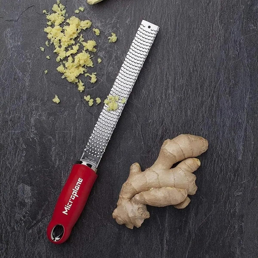Microplane Classic Red Zester Grater, Stainless Steel - Citrus Zesting & Cheese Grating, Dishwasher Safe, Made in USA, Model Name: Microplane