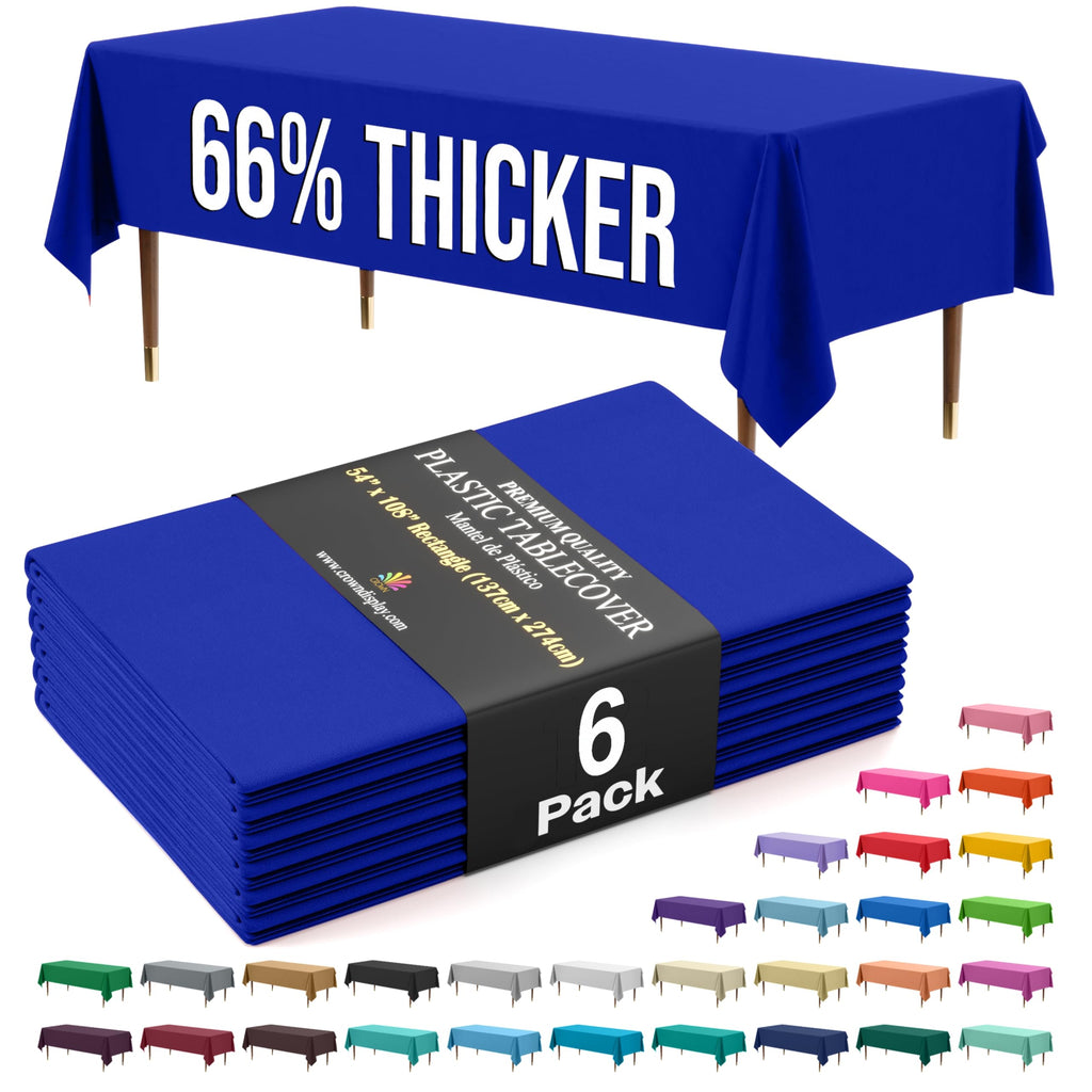 Exquisite Party Solids 66% Thicker Premium Plastic Table Cloth Rectangle Table Cover 0.5 Mil 12 Pack Red Table Cloth 54 Inch x 108 Inch Disposable Tablecloth Won't Tear Easily Like Cheap Thin Brands