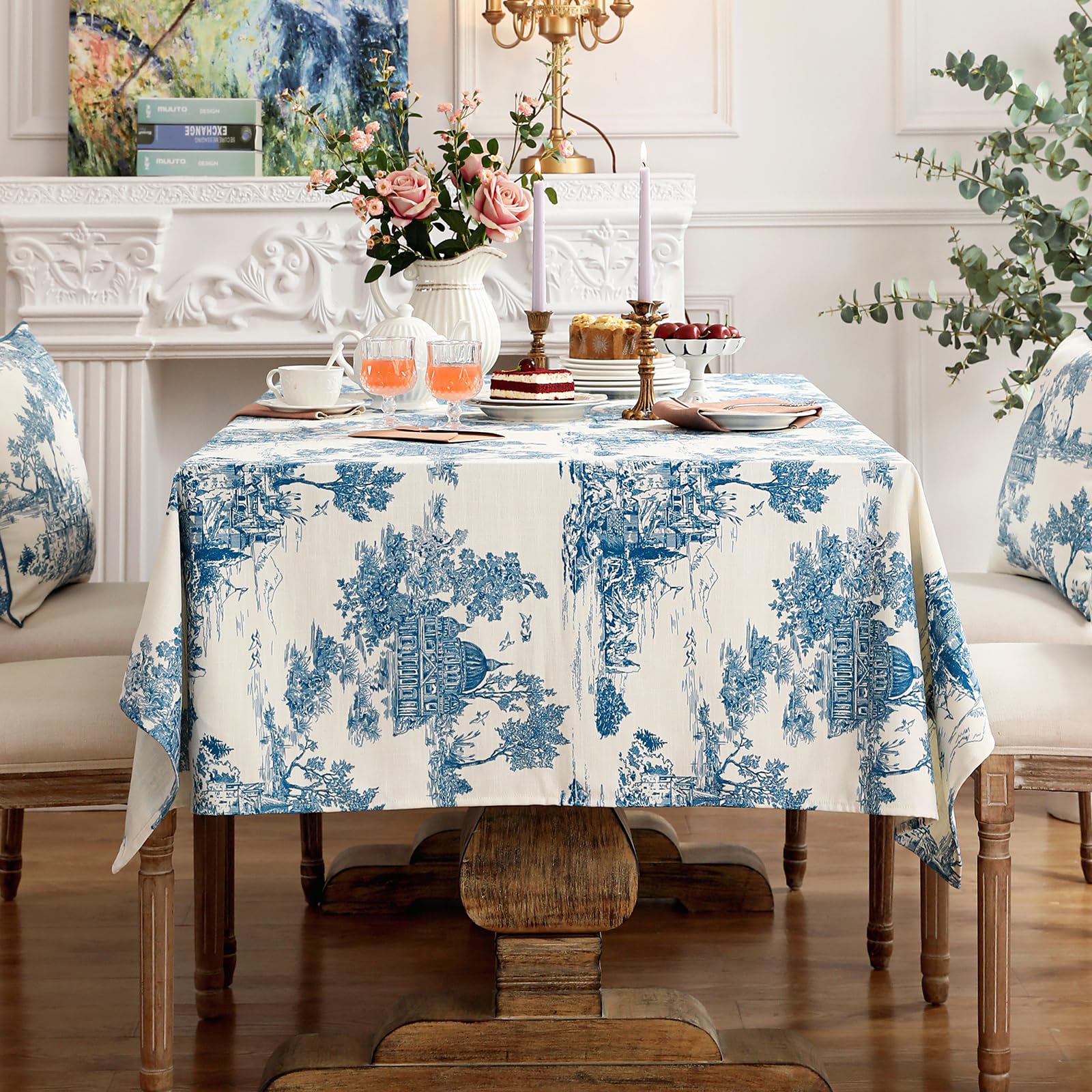 patdrea Elegant French Linen Tablecloth,Rectangular,94"x63"-Lucerne A