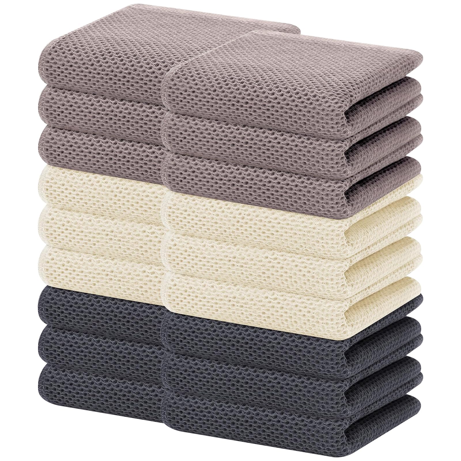 Homaxy 100% Cotton Waffle Weave Kitchen Dish Cloths, Ultra Soft Absorbent Quick Drying Dish Towels, 12 x 12 Inches — 13 X 28 - 18 Pack