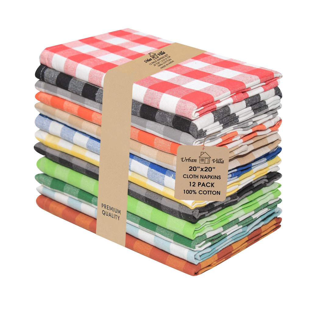 Urban Villa Cloth Napkins Cotton 20x20 (Set of 12) Rust