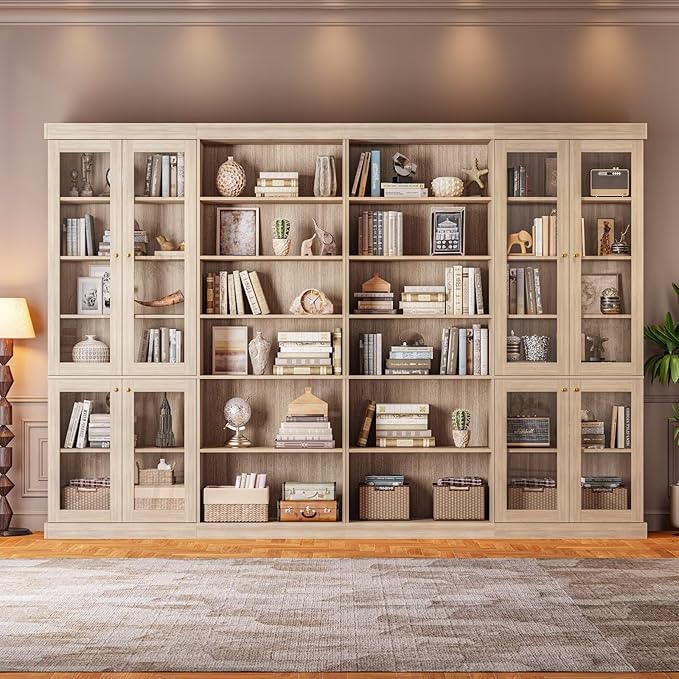 ivaniti 70.8" Tall Farmhouse Kitchen Pantry Cabinet, Modular Storage Cabinet with 6-Tier Adjustable Shelves, Wooden Hutch for Living Room, Kitchen, Set of 4