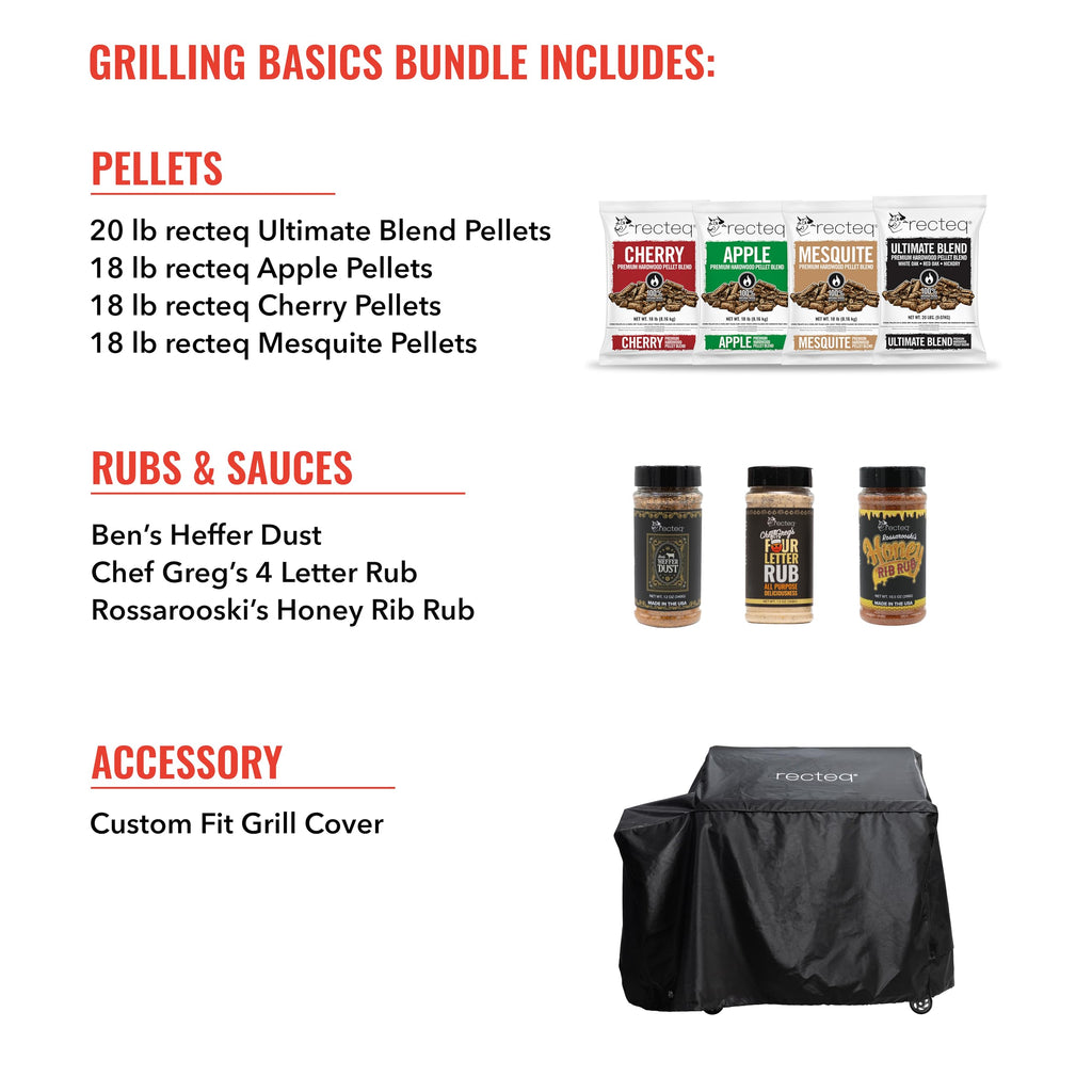 recteq X-Fire Pro 825 Wood Pellet Smoker Grill, Wi-Fi Electric Pellet Grills, Dual Cooking Modes for Hot and Fast + Low and Slow Cooking (Grill + Basics Bundle)