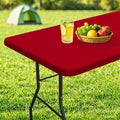 homing Rectangle Table Cloth Cover, Water-Resistant Polyester Elastic Fitted Tablecloth, Fits for 4 Foot Folding Tables, Washable Table Protector for Picnic, Camping, Outdoor (Red, 24" x 48")