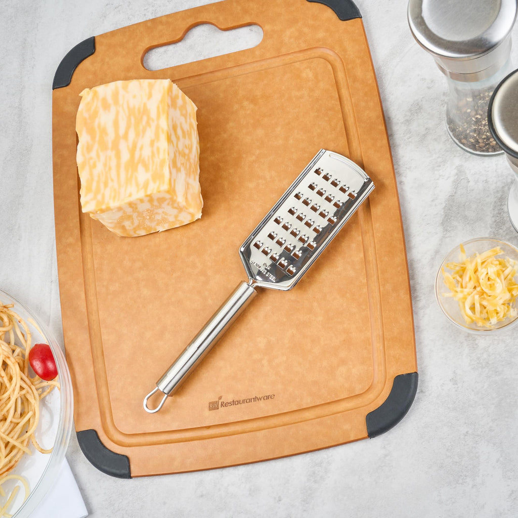 Restaurantware Stainless Steel Coarse Cheese Grater - German Standard Lemon Zester with Ergonomic Handle, Sharp Blades, Dishwasher Safe - Handheld Kitchen Grater for Parmesan, Garlic, Ginger