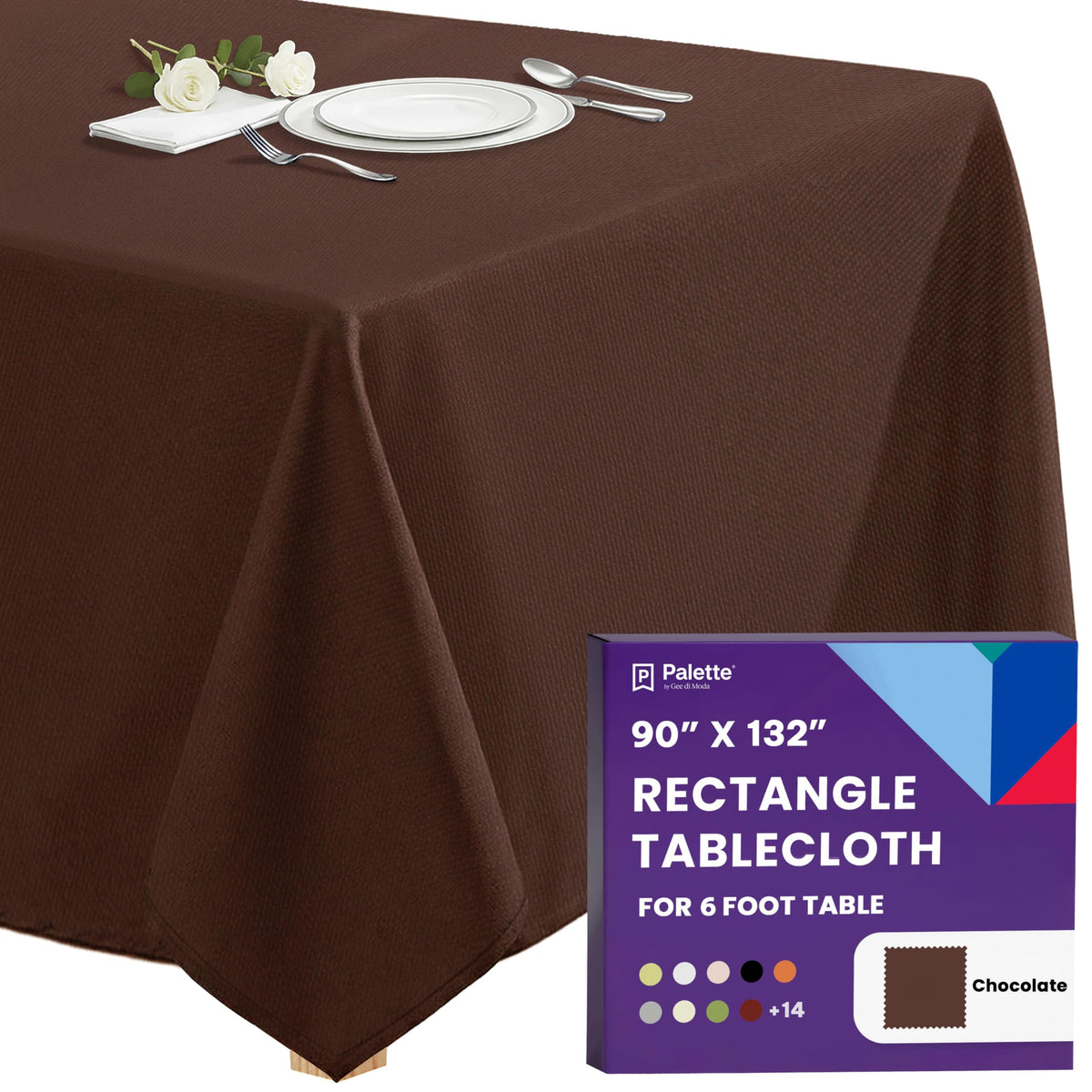 Gee Di Moda Rectangle Tablecloth - 90 x 132 Inch Ivory Table Cloth for 6 Foot Tables with Floor-Length Drop - Heavy Duty Washable Fabric for Holiday Party, Dinner, Weddings & Baby Shower