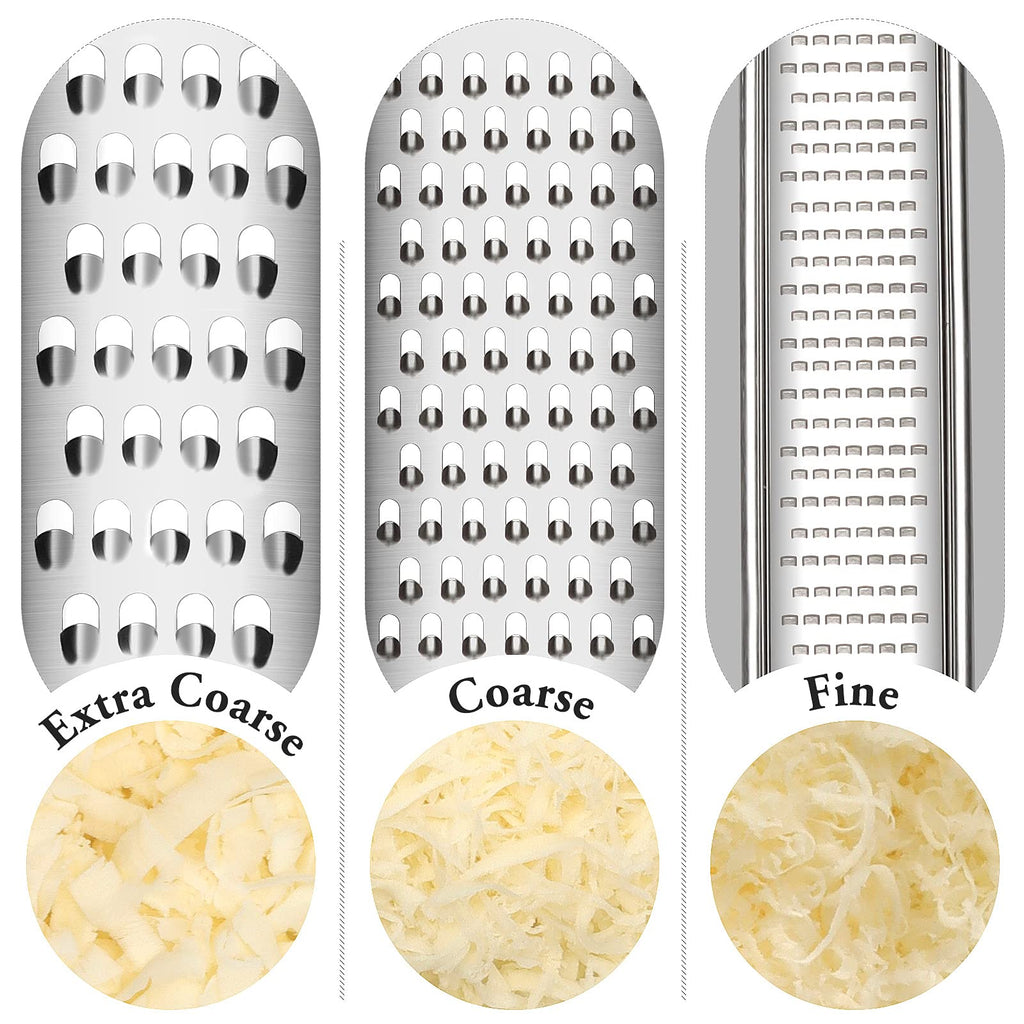 Cambom Lemon Zester Grater Three-piece Suit - Heavy Duty Kitchen Tool for Parmesan Cheese, Ginger, Garlic, Nutmeg, Chocolate, Vegetables，Fruits，Stainless Steel Grater Dishwasher Safe Black