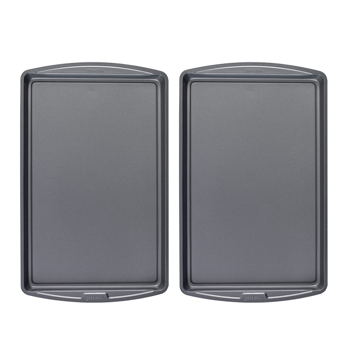 GoodCook Set of 2 Nonstick Steel 9" x 6" Toaster Oven Mini Baking Sheets with Racks, Gray