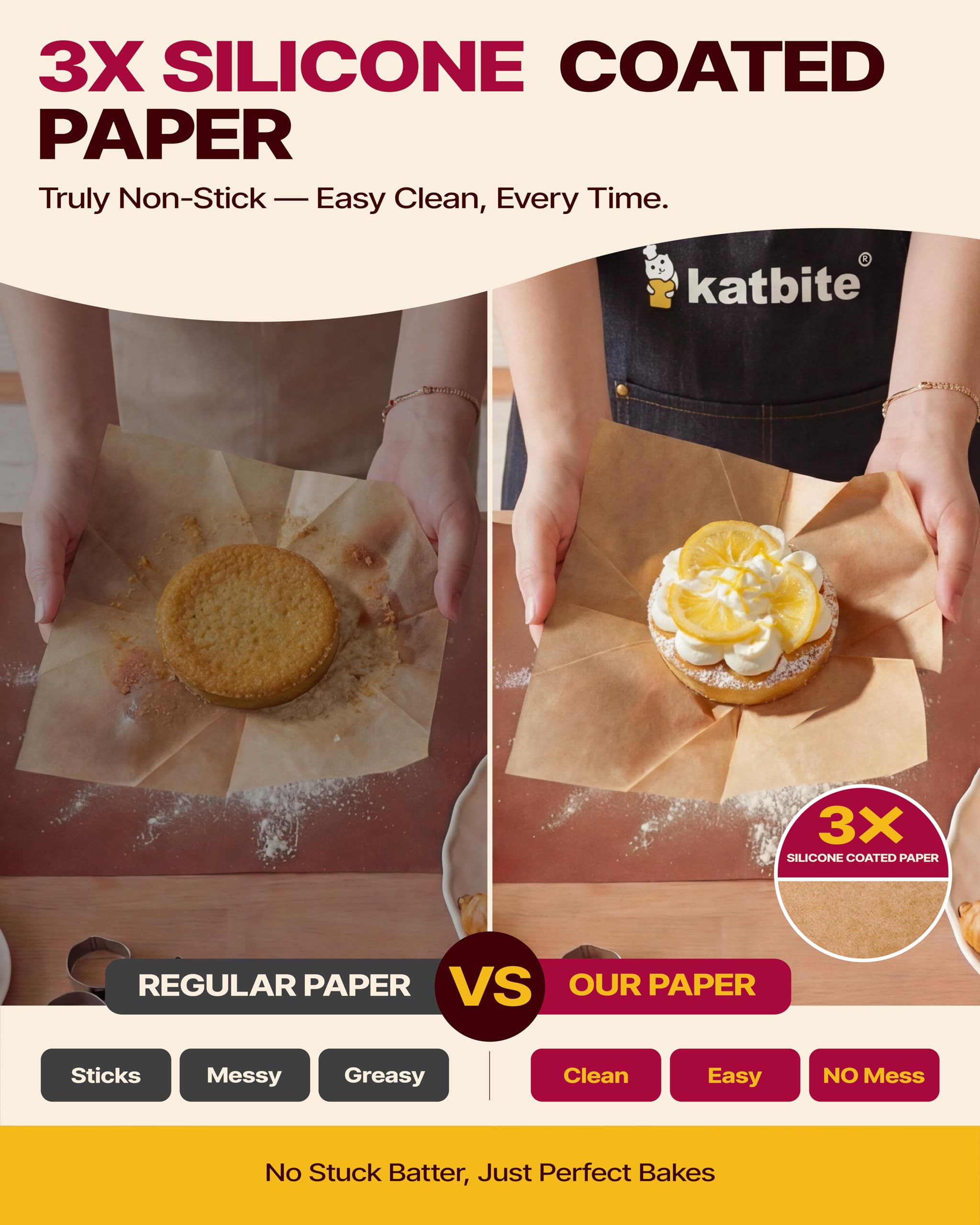 Katbite Tulip Cupcake Liners 200PCS, Muffin Baking Cups ProSmooth Brown