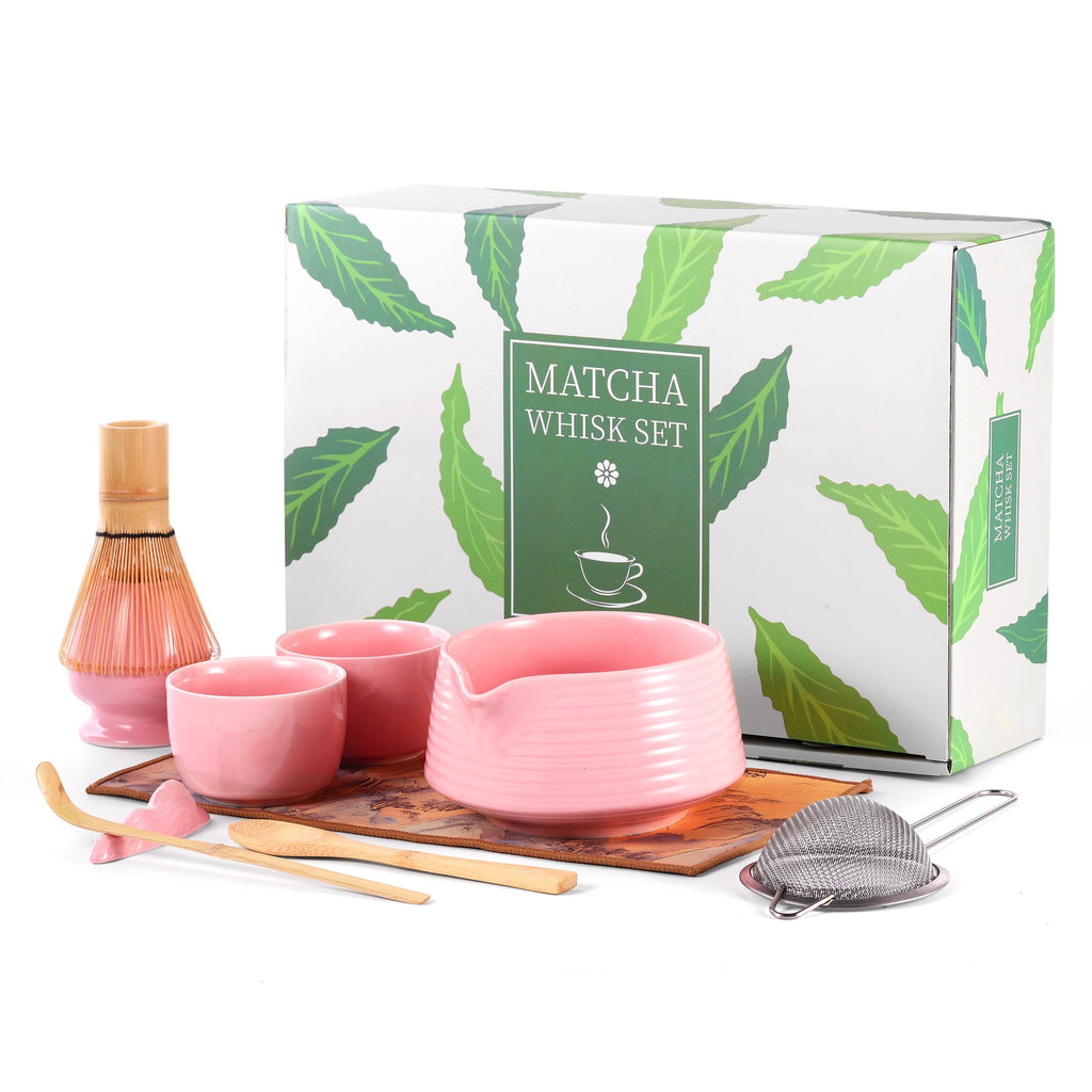 HELPLX Matcha Whisk Set, 10-Piece Japanese Matcha Kit with Bowl, Whisk & Holder, 2 Tea Cups, Bamboo Scoop, Spoon, Sifter, Scoop Rest & Tea Towel – White Matcha Tea Set for Ceremony or Daily Use