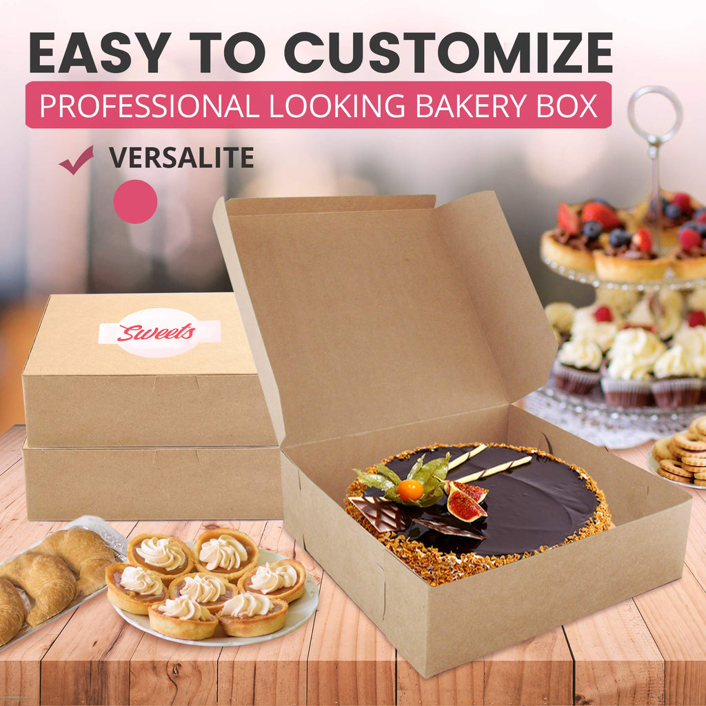 Fit Meal Prep 25 Pack Kraft Bakery Boxes, 9 x 9 x 3 Inches Brown Pastry Boxes, Cardboard Treat Boxes Pie Boxes Cookie Boxes Dessert Boxes for Cupcakes, Chocolates, Donuts, Macarons