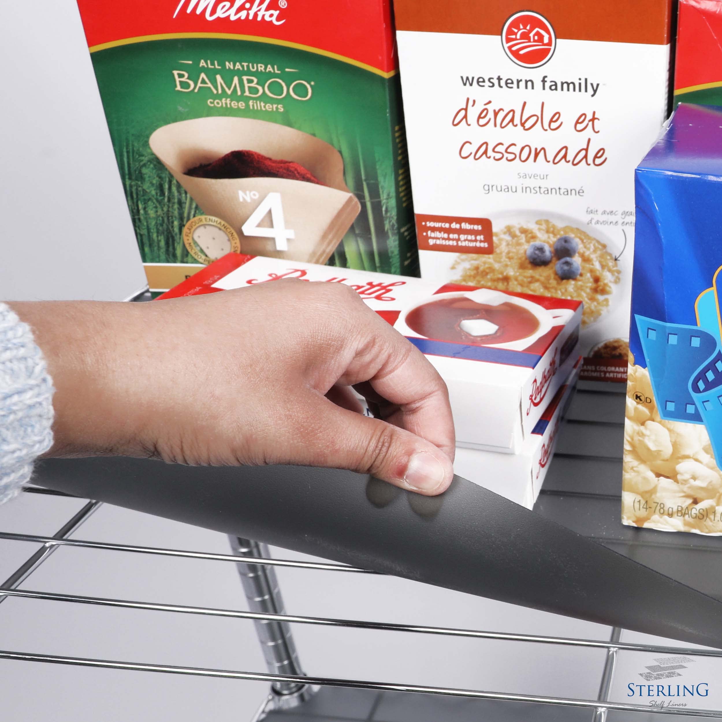 Shelf Liners for Wire Shelf System - Set of 4 in Graphite - 14 x 36 inch - Plastic Wire Shelving Shelf Mats