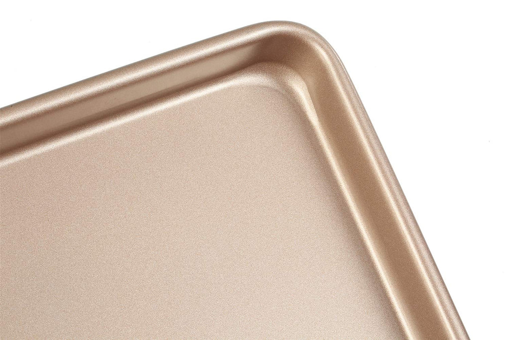 11 Inch Baking Sheets Pan Nonstick Set of 2, Walooza Cookie Sheet Replacement Toaster Oven Tray，Deep Size 1 inch Bakeware, Non Toxic & Heavy Duty & Easy Clean