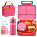 Bento Lunch Box for Kids with 8oz Soup Thermo, Leak-proof Lunch Food Containers with 5 Compartment, Insulated Lunch Bag & 17oz Stainless Steel Water Bottle for School, Trvael