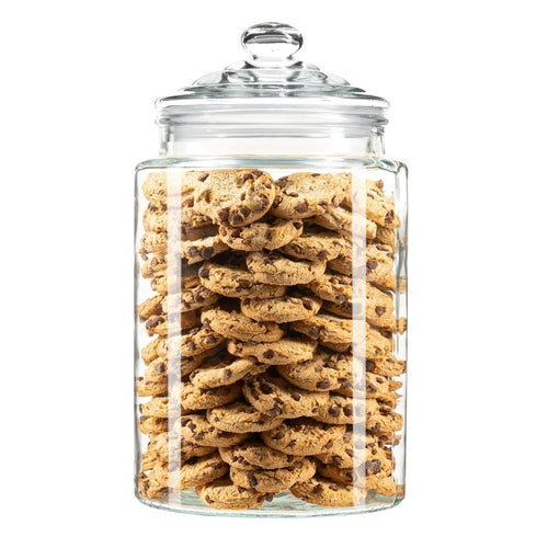 1.5 Gallon Glass Cookie Jar - Tall Food Storage Container with Airtight Lid - Large Kitchen Canister for Sugar, Flour, Dog Treat, Candy, Biscotti & Apothecary - Pack of 1