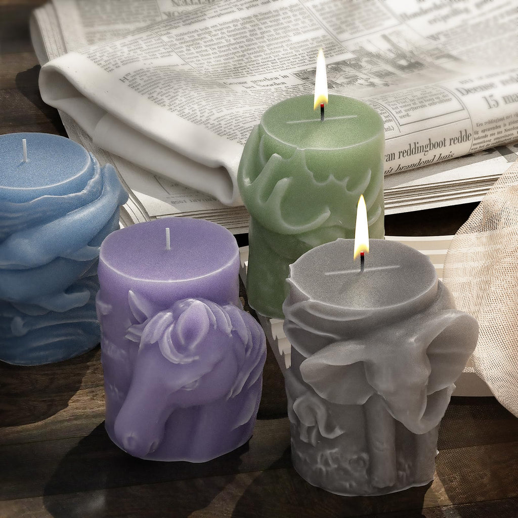 Resin Casting Mold Resin Making Molds Silicone Mold for Candle Home Decorate Mold 3D Animal Mold Candle Making Mold (Animal-Column-Bear)