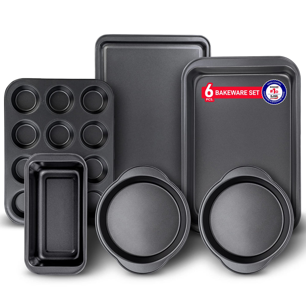 3 Piece Set Nonstick Carbon Steel Oven Bakeware -Professional Quality Kitchen Cooking Baking Trays -PFOA, PFOS, PTFE-Free Small, Medium & Large Baking Sheet Pans