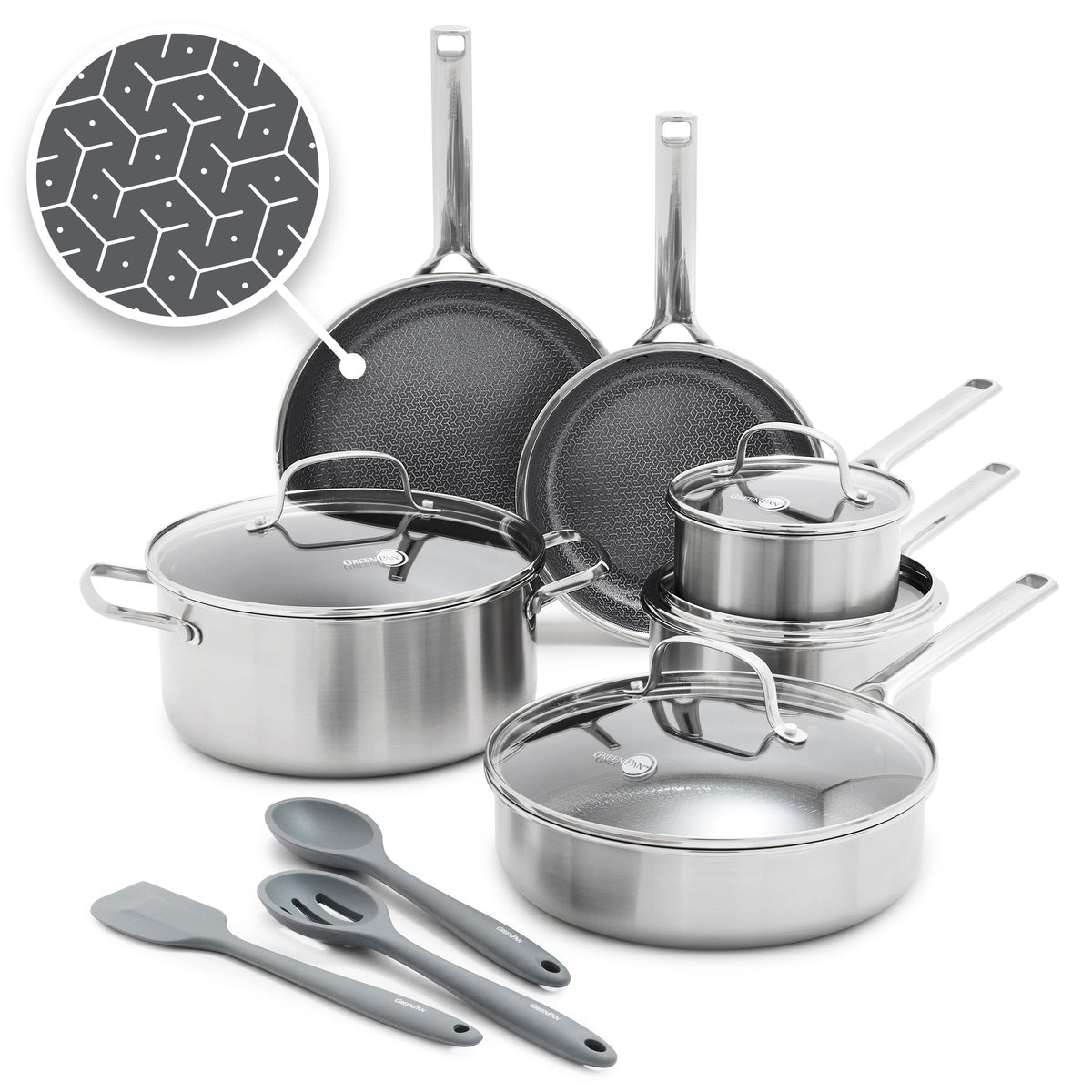 GreenPan Hybrid APEX 13 Piece Stainless Steel Ceramic Nonstick Cookware Set