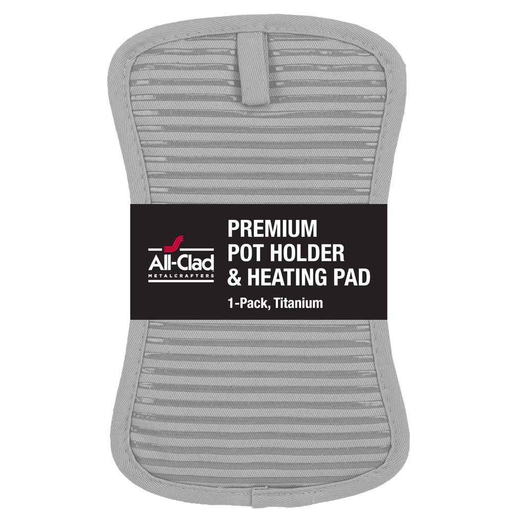 All-Clad Premium Pot Holder & Heating Pad, (1-Pack) Heat Resistant to 500 Degrees, 100% Cotton 10"x6.25" for Kitchen and Barbeque, Chili Red