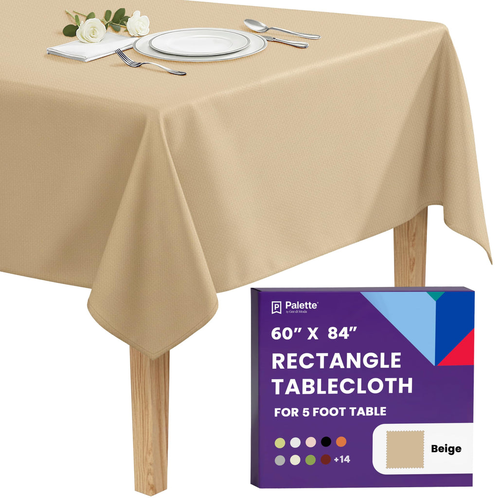 Gee Di Moda Rectangle Tablecloth - 60 x 84 Inch Lavender Table Cloth for 5 Foot Rectangle Tables - Heavy Duty Washable Fabric - for Holiday Party, Dinner, Weddings, Baby Shower & Events