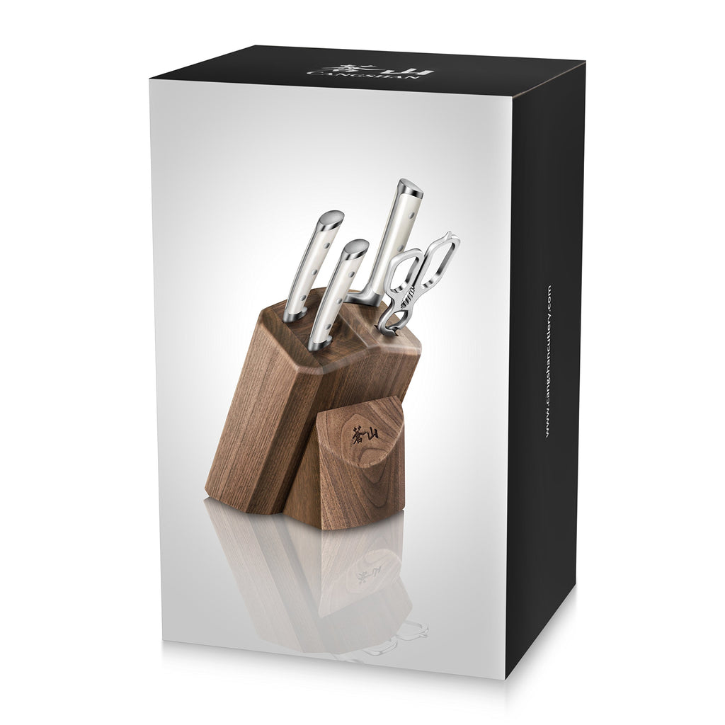 Cangshan S1 Series 1022568 German Steel Forged 5-Piece Starter Knife Block Set, Walnut