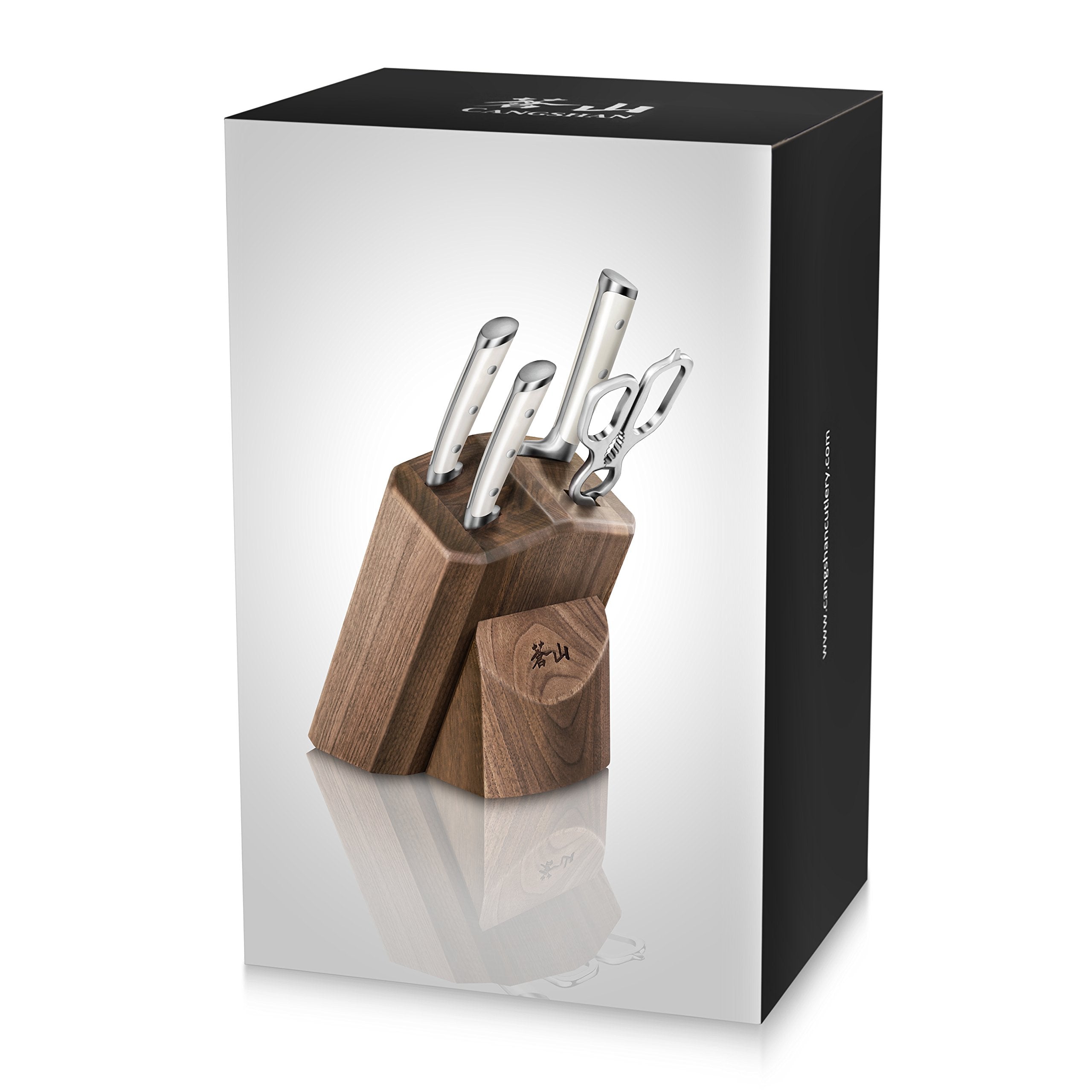 Cangshan S1 Series 1022568 German Steel Forged 5-Piece Starter Knife Block Set, Walnut