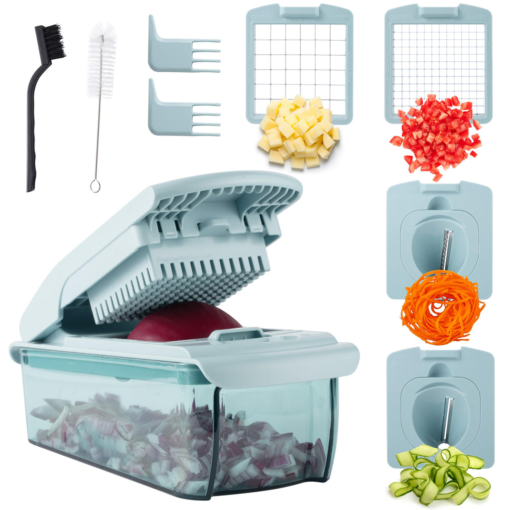 Cook with Color Vegetable Chopper - Multifunctional 11 in 1 Vegetable Chopper with Container - Food Chopper to Dice, Chop, Slice, Julienne and Spiralize, Gray