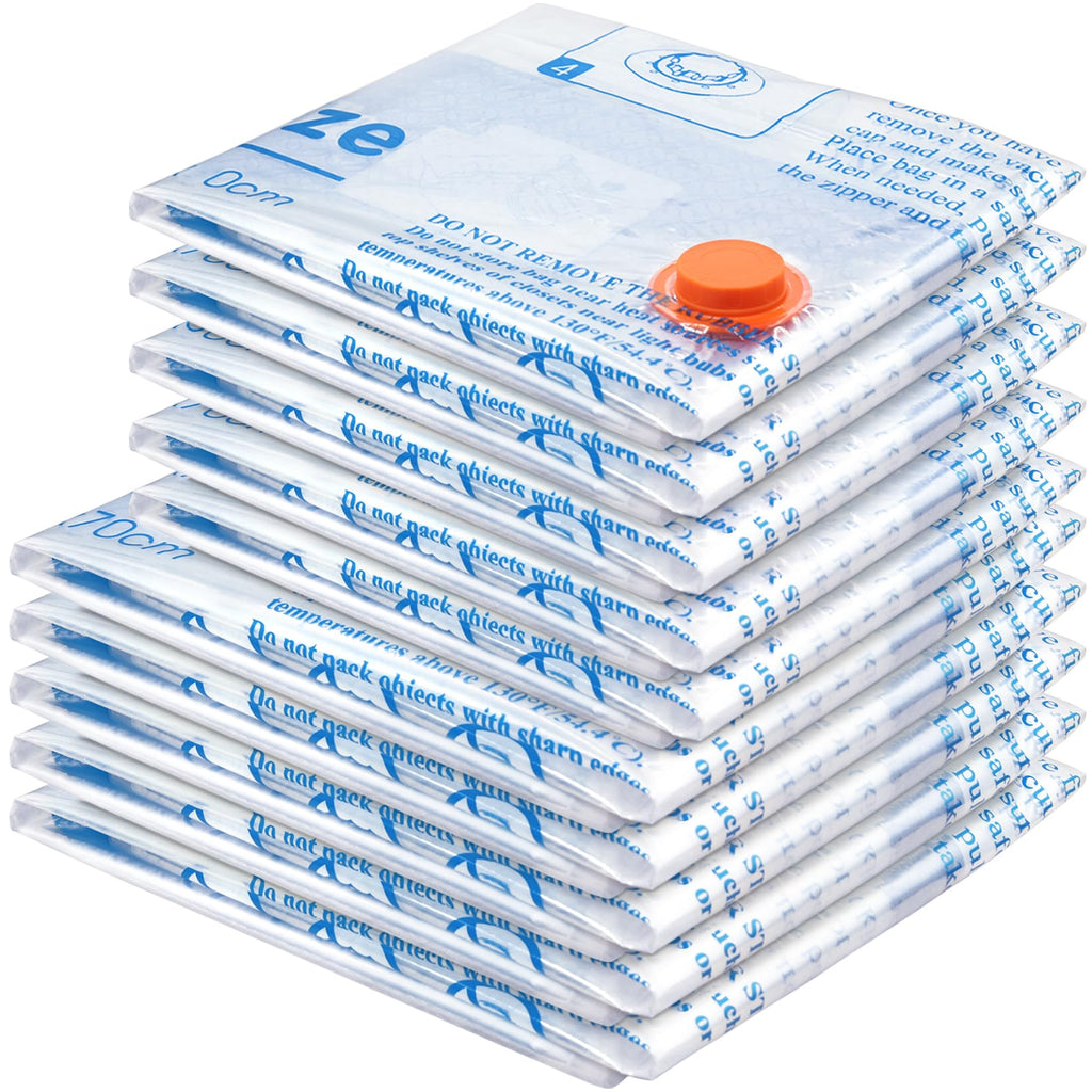 Vacuum Storage Bags, Small Space Saver Sealer Bags, Airtight Compression Bags for Clothes, Pillows, Comforters, Blankets, Beddings, Pack of 10