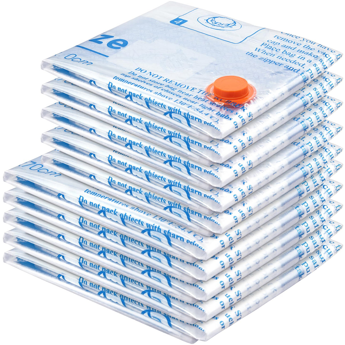 Vacuum Storage Bags, Small Space Saver Sealer Bags, Airtight Compression Bags for Clothes, Pillows, Comforters, Blankets, Beddings, Pack of 10