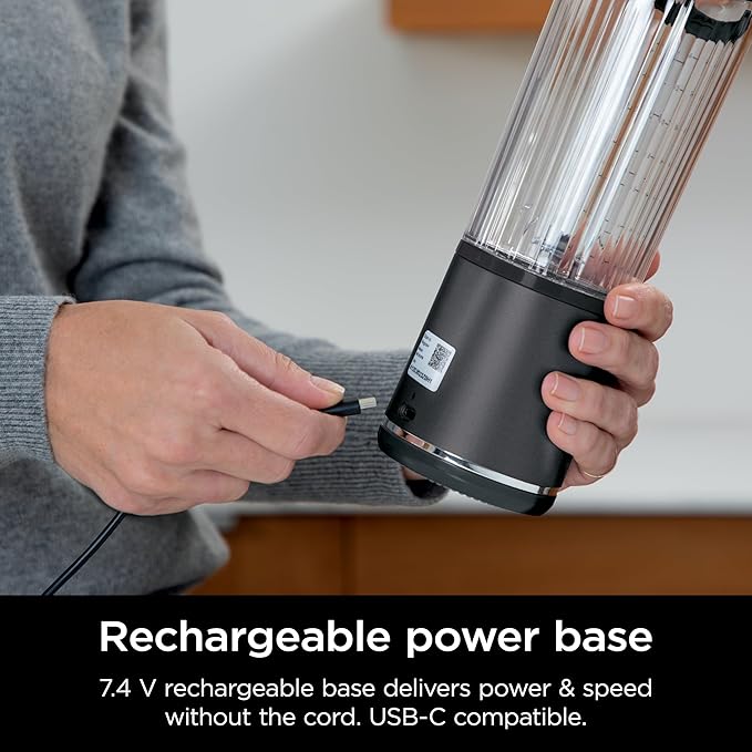 Ninja Blast Portable Blender, Cordless, 18oz. Vessel, Personal Blender For-Shakes and Smoothies, BPA Free, Leakproof-Lid and Sip Spout, USB-C Rechargeable, Dishwasher Safe, Metallic Black, BC151MB